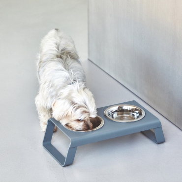 Dog feeder MiaCara Desco alu gris