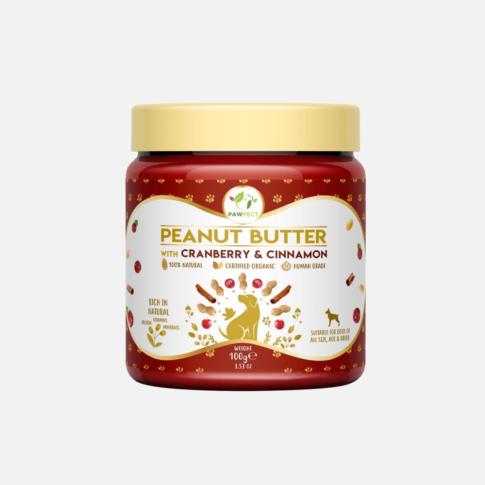 Beurre de cacahuète Pawfect aux cranberries et à la cannelle - 275 g Beurre de cacahuète Pawfect aux cranberries et à la cannelle - 275 g