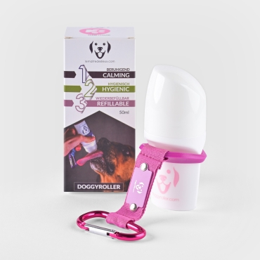 Doggyroller avec mousqueton - Roll-on distributeur de friandises liquides - rose