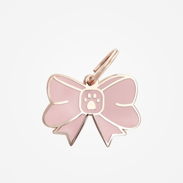Médaille pour chien Noeud Papillon Rose - Two Tails Pet Company - le Maître des Lieux