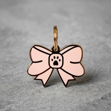 Médaille pour chien Noeud Papillon Rose - Two Tails Pet Company - le Maître des Lieux
