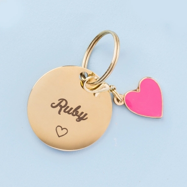 Charm pour collier ou médaille - Petit Coeur rose The Foggy Dog - le Maître des Lieux