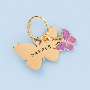 Charm pour collier ou médaille - Papillon rose The Foggy Dog - le Maître des Lieux