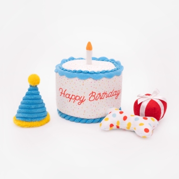 Peluche de fouille ZippyPaws - gâteau d’anniversaire - le Maître des Lieux