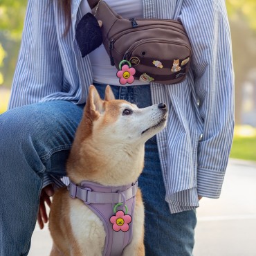 Charm en silicone pour collier, harnais ou laisse - Daisy Pink – Jiby Dog Crew - le Maître des Lieux