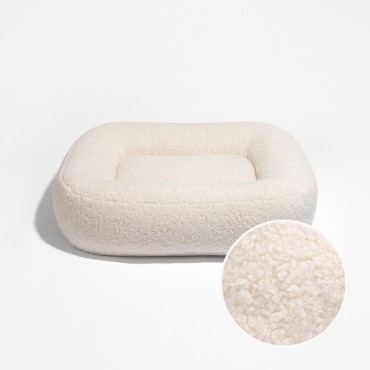 Panier Pebble à mémoire de forme - tissu sherpa imitation laine de mouton - le Maître des Lieux